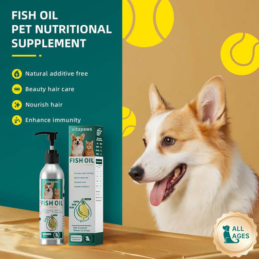 Fish Oil for Dogs & Cats - Healthy Skin & Coat, Fish Oil, Liquid Food Supplement for Pets, All Natural, Supports Joint & Bone Health, Enhance Immunity