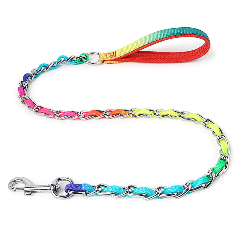 Ulysses Medium Small Dog Rainbow Dog Chain Teddy Golden Dog Leash Metal Dog Leash