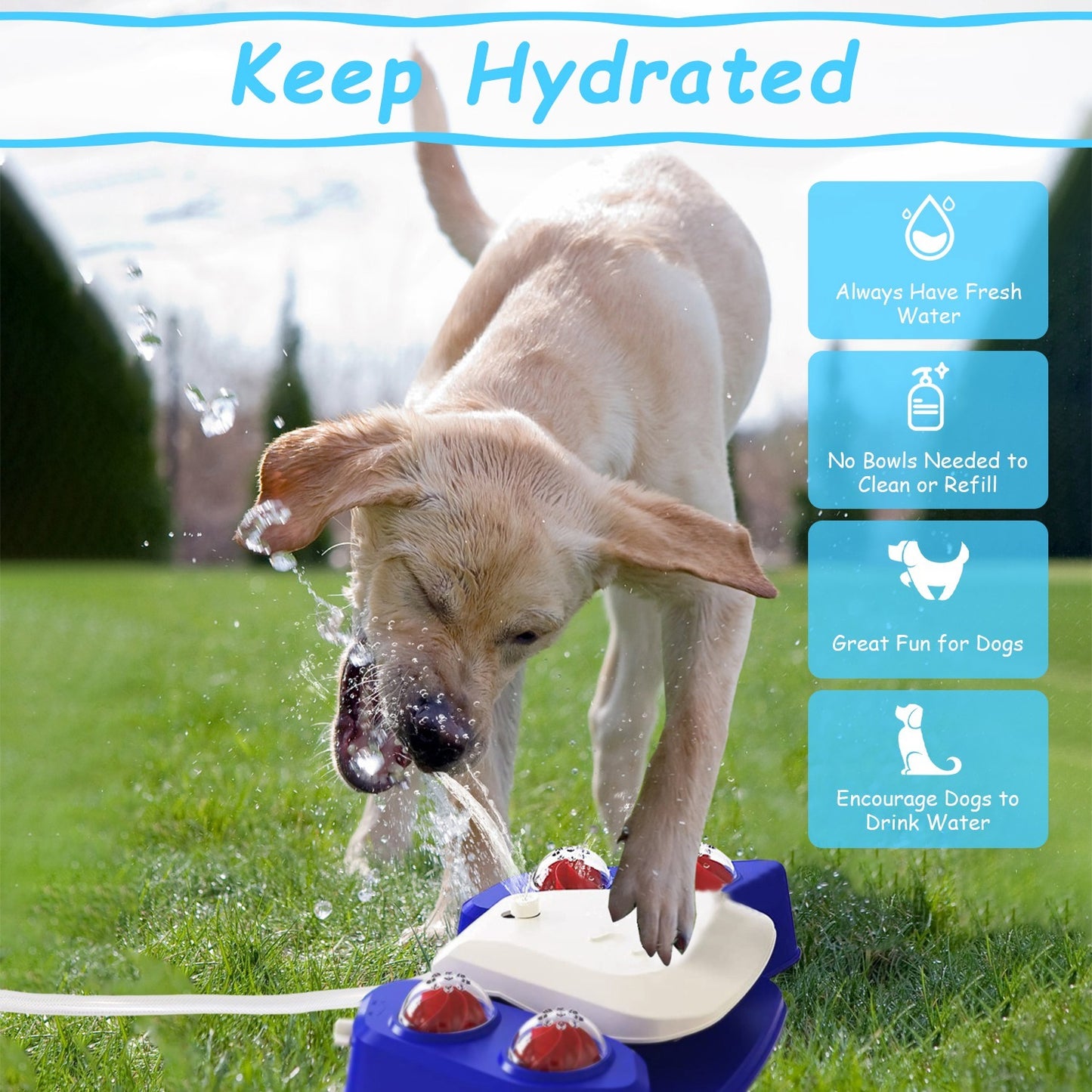 Blue-Yellow Color Options -- 1Pc Dog Water Fountain Multifunctional Automatic Pet Water Dispenser Outdoor Step-on Activated Sprinkler For Drinking Shower Fun