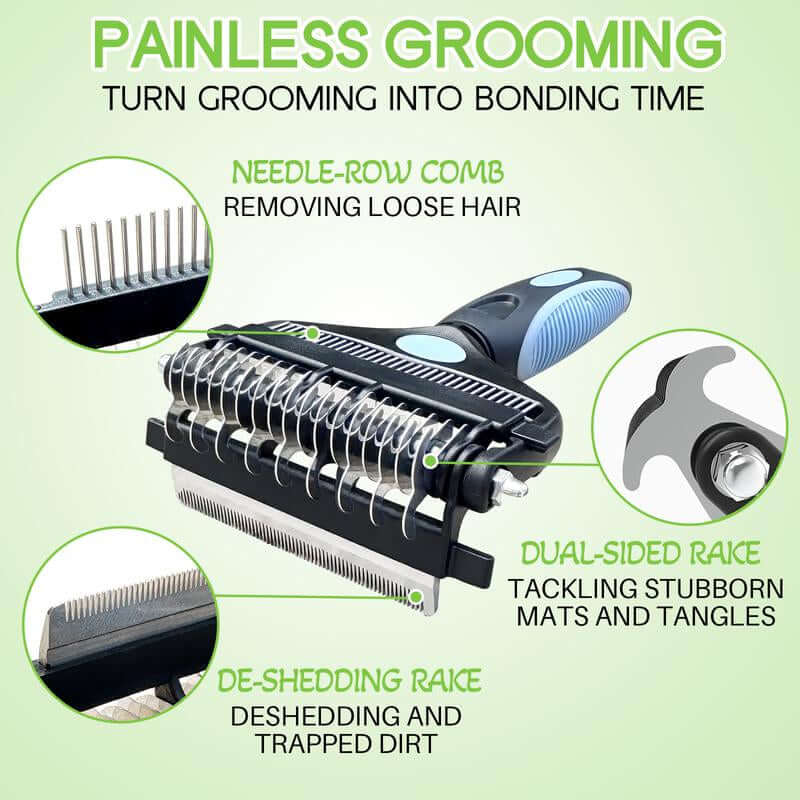 Grooming Tool Dematting Comb Fur Cutter Straight Brush for Cats Dogs Easy Fur Removal Tangle Free Gentle on Skin Upgraded Version Complete Dog Bath Grooming Kit Dematting Comb Water Brush Geo or Ood Pet Groom Ong Vacuum Long Hair Pet Reusable Dual E