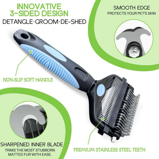 Grooming Tool Dematting Comb Fur Cutter Straight Brush for Cats Dogs Easy Fur Removal Tangle Free Gentle on Skin Upgraded Version Complete Dog Bath Grooming Kit Dematting Comb Water Brush Geo or Ood Pet Groom Ong Vacuum Long Hair Pet Reusable Dual E